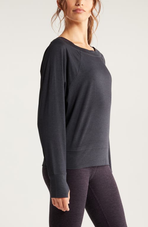 Shop Zella Restore Soft Lite Boat Neck Top In Black