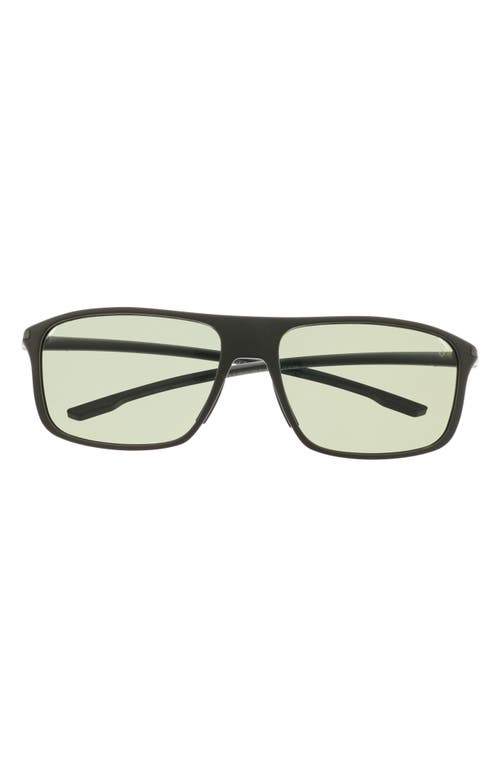 60mm Rectangle Sunglasses in Matte Dark Green /Green Polar