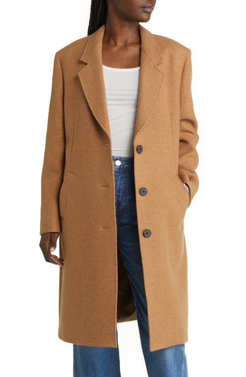 Shop Frame East Side Single Breasted Wool Blend Coat In Camel