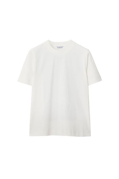 Shop Burberry Ekd Cotton T-shirt In Salt