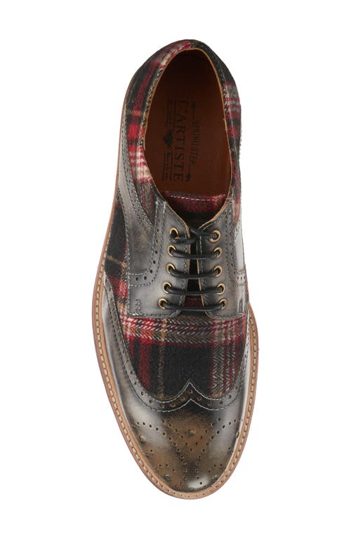 L'artiste By Spring Step Thavo Plaid Derby In Grey Multi