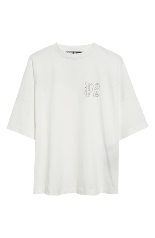 Shop Palm Angels Embroidered Monogram Oversize T-shirt In Off White Off White