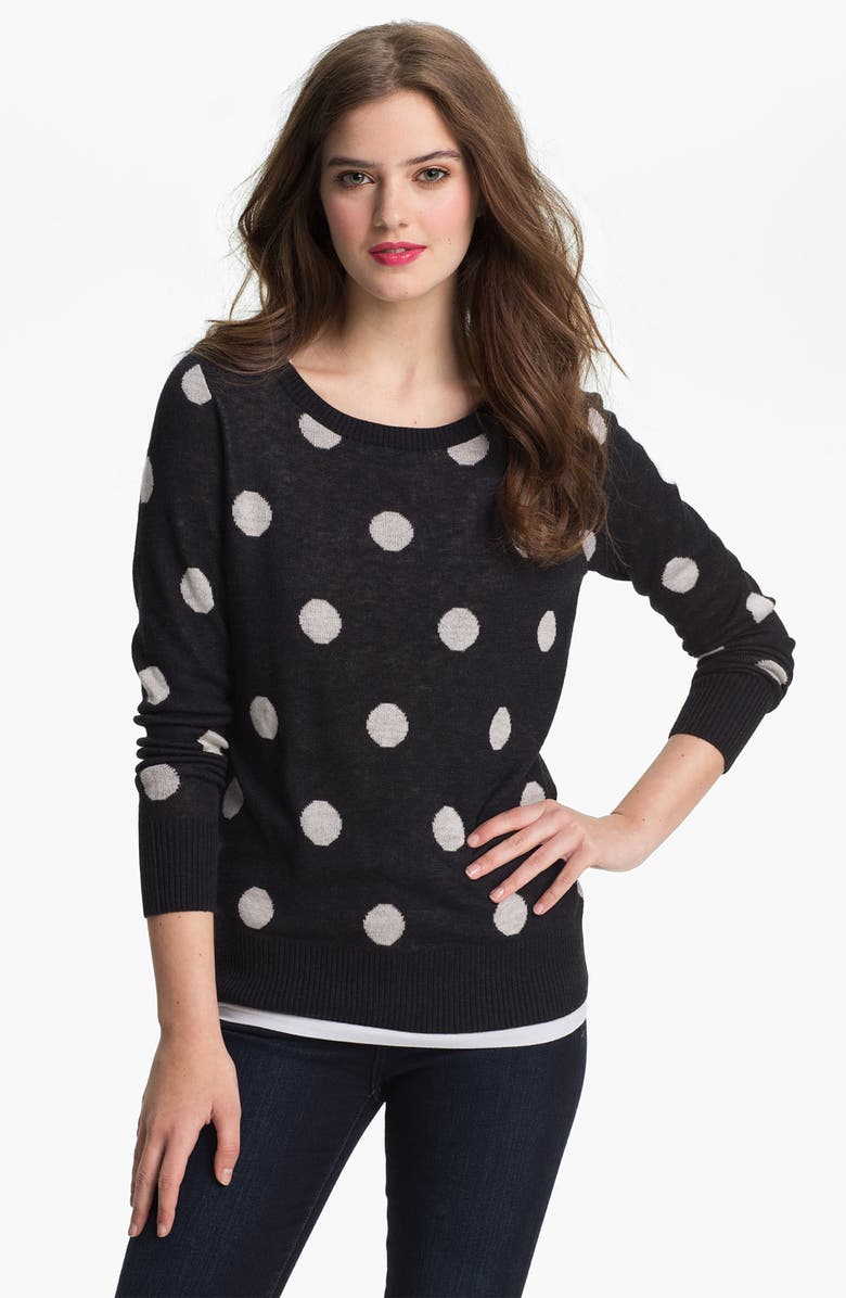 MAX & MIA 'Big Dot' Sweater, Main, color, Black