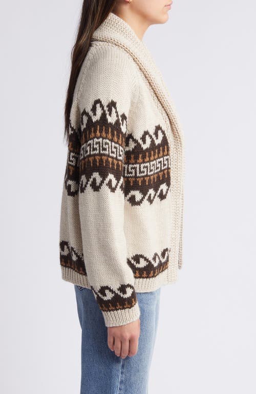 Shop The Great . The Greek Key Lodge Jacquard Alpaca & Wool Blend Cardigan In Cream With Driftwood