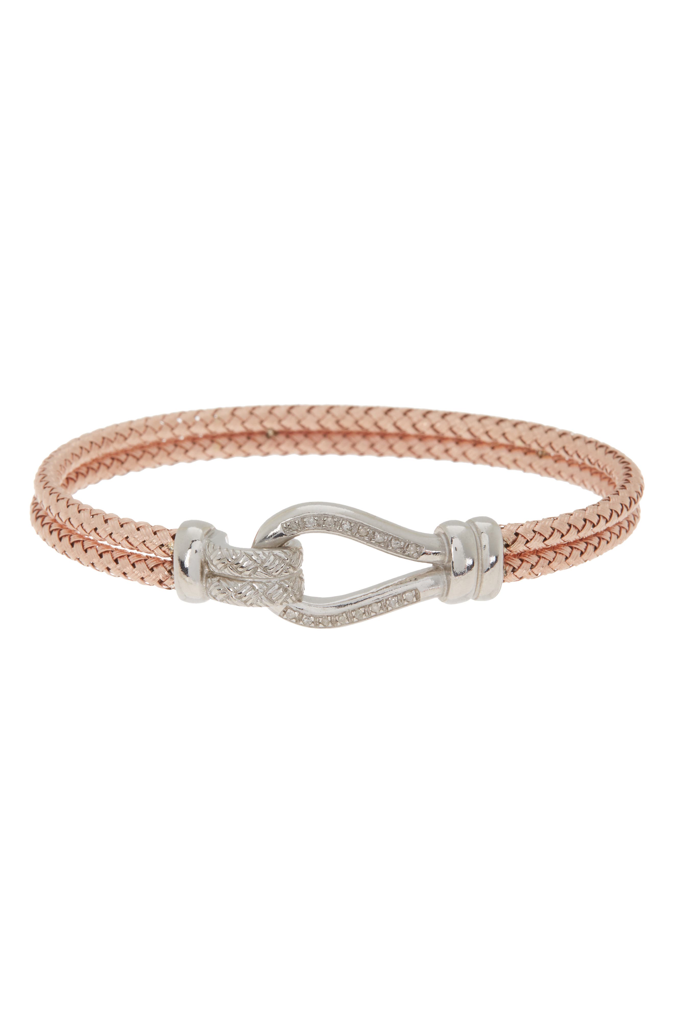 MESHMERISE 18K Gold Plated Diamond Bangle Bracelet 0.10 ctw