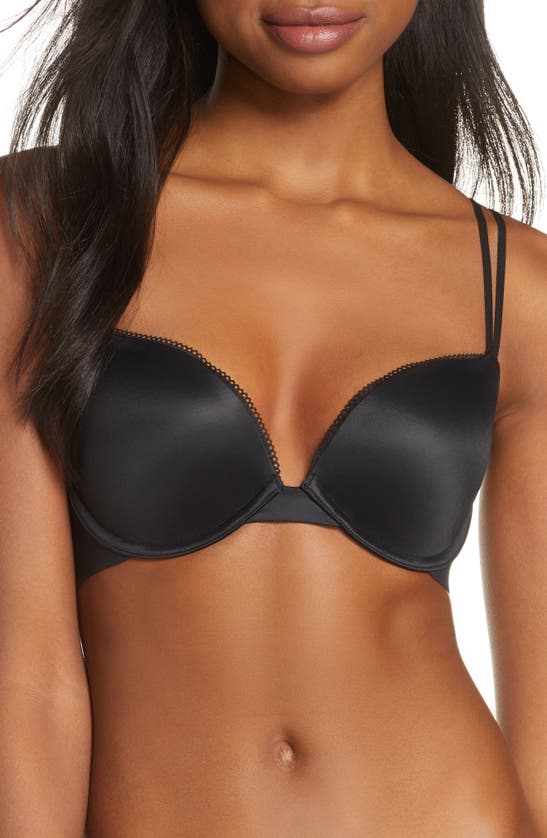 Shop Calvin Klein Liquid Touch Underwire Push-up Plunge Bra In Black