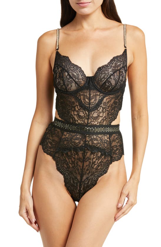 Ann Summers Hold Me Tight Bodysuit With Diamante Detail In Black