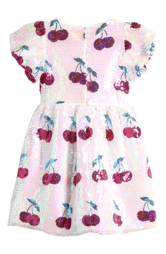 Shop Lola & The Boys Kids' Cherry Sequin Dress In White Iridescent