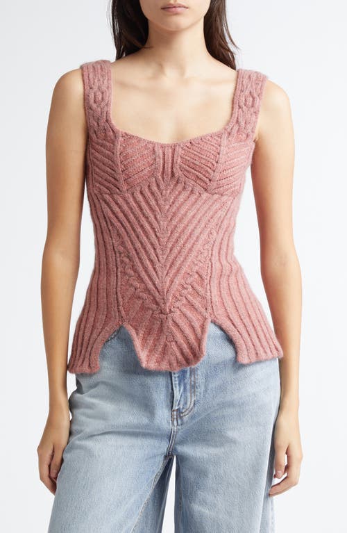 Paolina Russo Warrior Corset Mixed Stitch Sweater Tank in Blush 