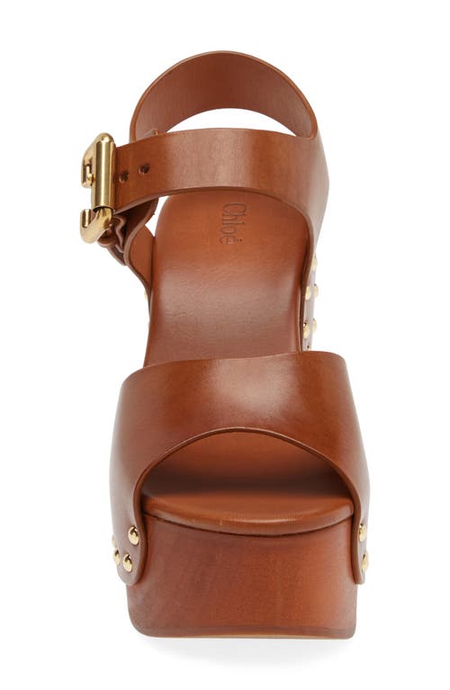 Chloé Jeannette Leather Clog Platform Sandals In Ginger Brown