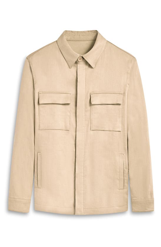 Shop Bugatchi Linen & Cotton Button-up Shirt Jacket In Beige