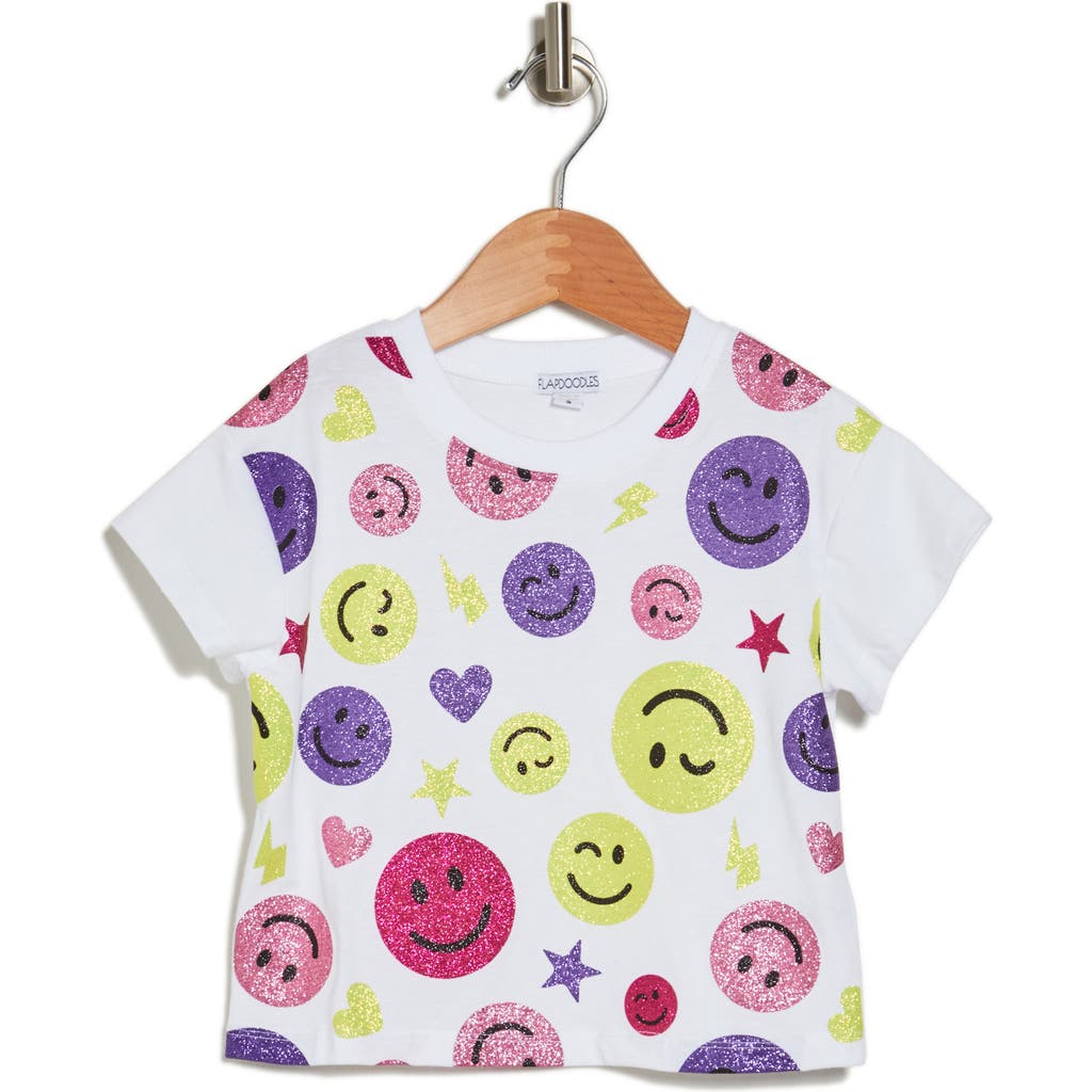 Flapdoodles Kids' Glitter Smiley Face T-shirt In Multi