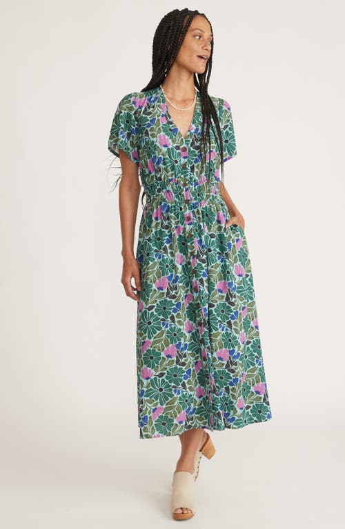 Shop Marine Layer Annika Floral Midi Dress In Cool Mexican Floral