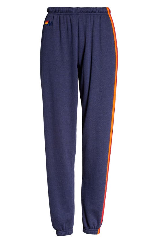 Shop Aviator Nation Stripe Sweatpants In Navy/ Purple Orange
