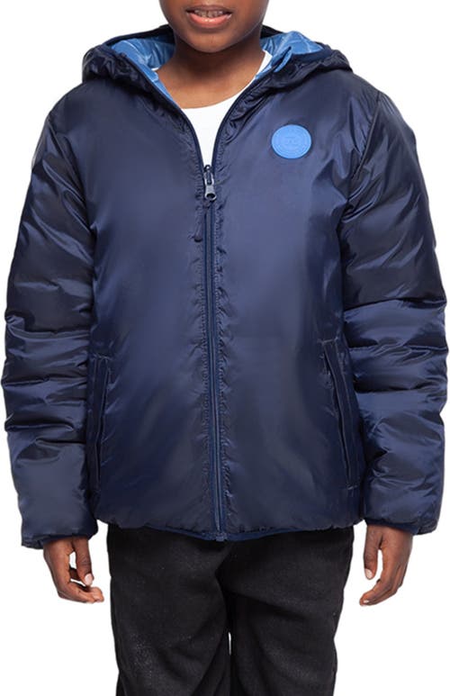 Shop Rokka&rolla Kids' Reversible Lightweight Puffer Jacket In Navy Peony