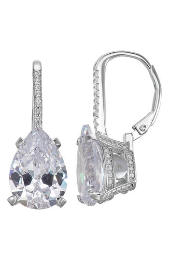 Fzn Simulated Stone Drop Earrings In White