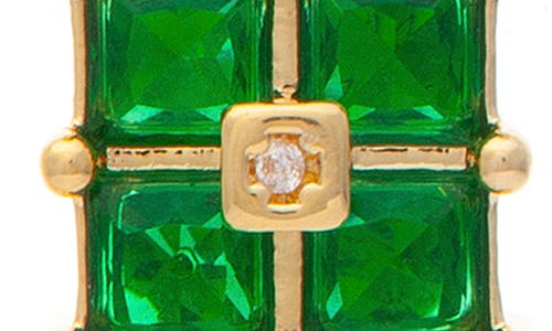 Shop Rivka Friedman 18k Yellow Gold Clad Crystal Cluster Square Stud Earrings In 18k Gold Clad/green Crystal