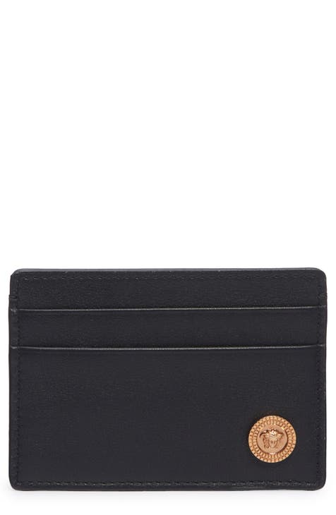 VERSACE Business Card Holder Pass Case logo Two fold Card Case