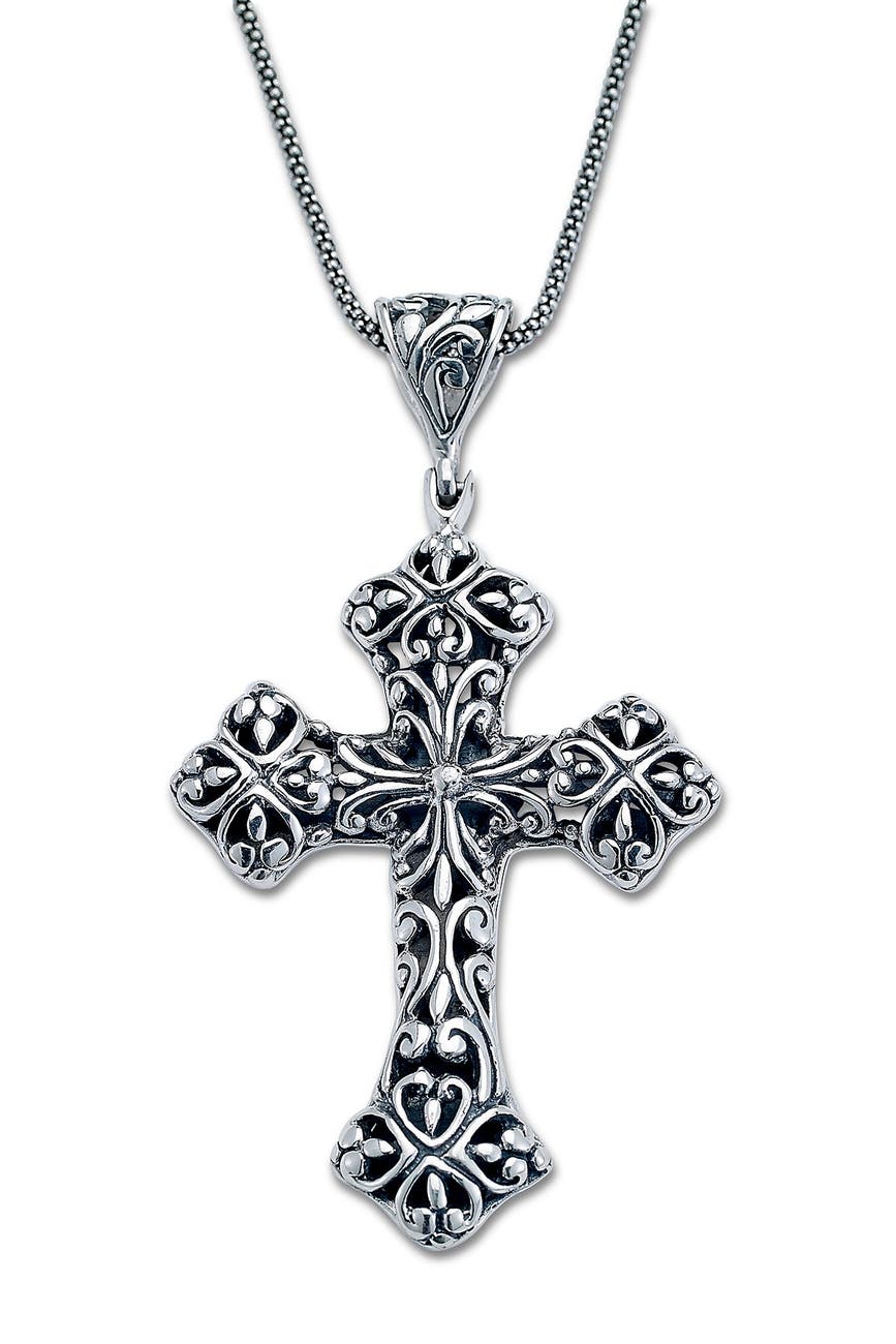 Samuel B Jewelry | Sterling Silver Balinese Cross Pendant Necklace ...