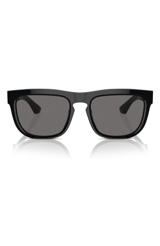 Shop Burberry 56mm Polarized Square Sunglasses In Shiny Black