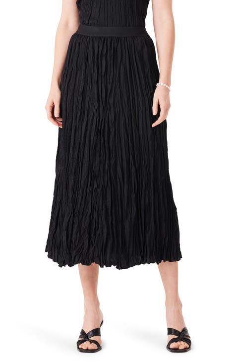 Crinkle Crush Plissé Midi Skirt