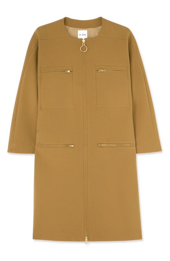 Shop St John St. John Collection Stretch Crepe Longline Jacket In Hazel