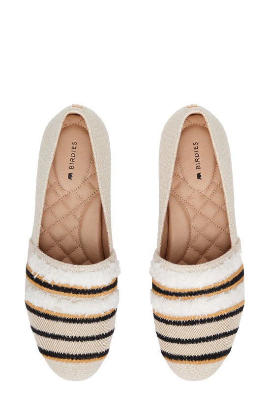 Shop Birdies Starling Embroidered Flat In Natural Stripe Embroidery