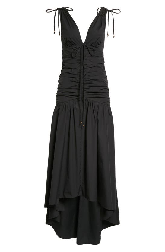 Veronica Beard Perrin Ruched High-low Maxi Dress In Black | ModeSens