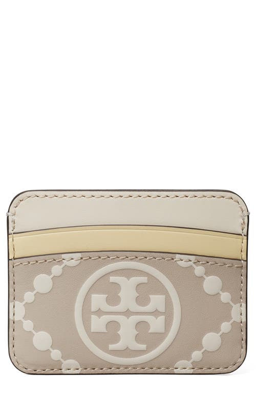 Tory Burch T Monogram Embossed Leather Card Case In Gray