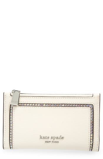 Kate Spade New York Morgan Crystal Saffiano Leather Wallet In Parchment