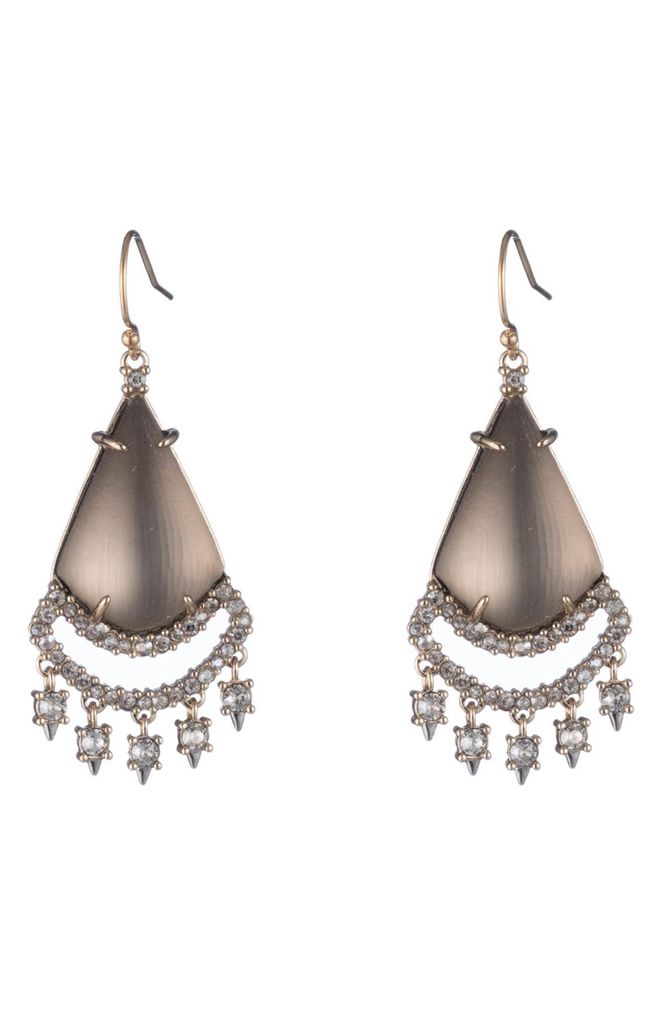Alexis Bittar 10k Gold Plated Lucite Crystal Drop Earrings In Warm Grey