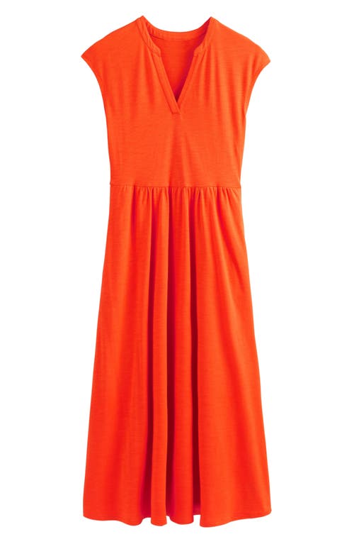 Shop Boden Chloe Cap Sleeve Jersey Midi Dress In Mandarin Orange