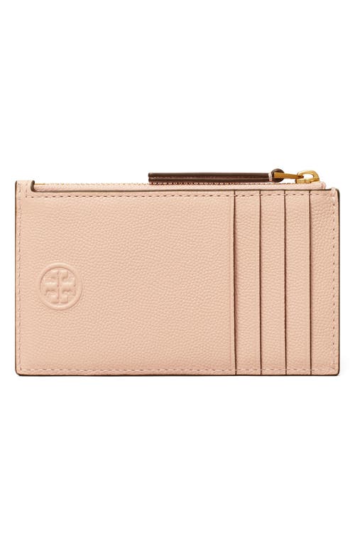 Shop Tory Burch Fleming Soft Caviar Leather Zip Card Case In Pink Dawn