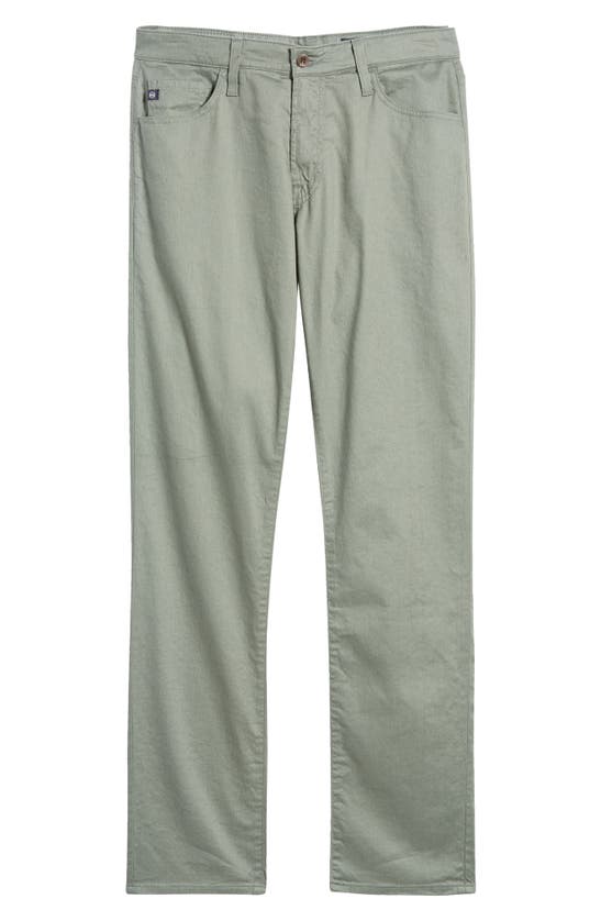 Shop Ag Everett Slim Straight Leg Stretch Cotton & Linen Pants In Green Meadows