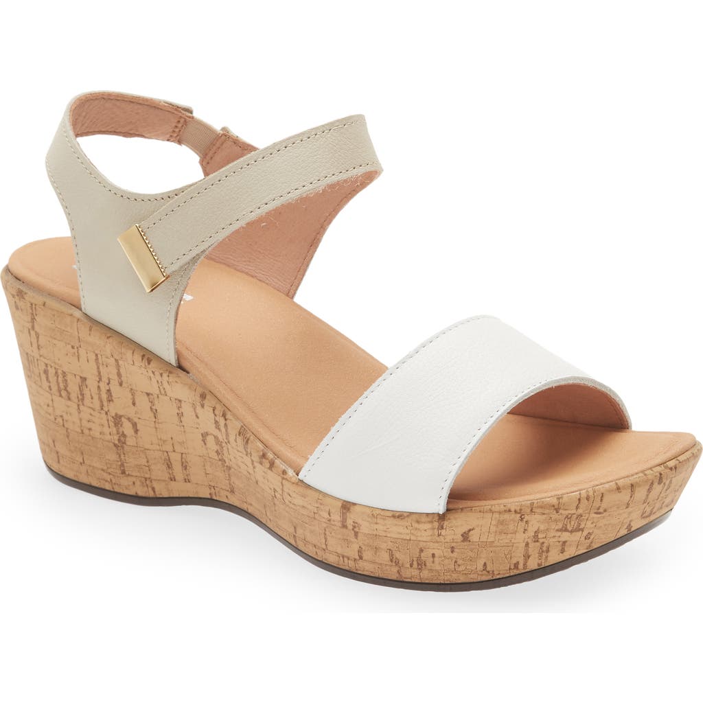 Naot Summer Platform Wedge Sandal In Soft White/soft Ivory Leather