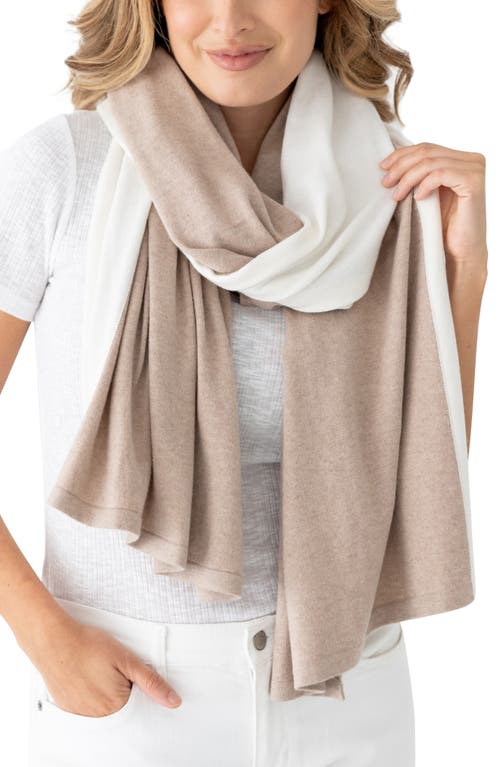 Organic Cotton Travel Scarf in Sandstone/ivory Colorblock