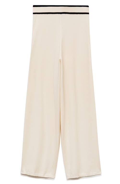 Mango Straight Leg Knit Pants In Ecru
