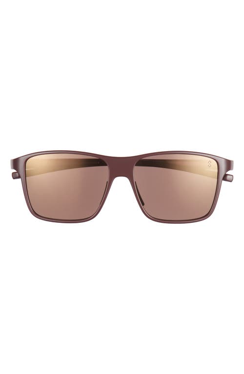 Boldie 57mm Rectangular Sport Sunglasses in Matte Bordeaux /Brown Polar