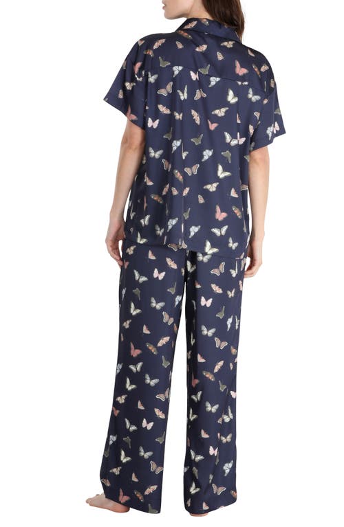 Shop Honeydew Intimates Honeydew Sunday Rest Print Short Sleeve Satin Pajamas In Nova Butterflies