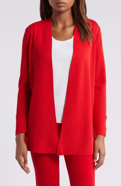 Shop Anne Klein Kissing Front Cardigan In Bright Crimson