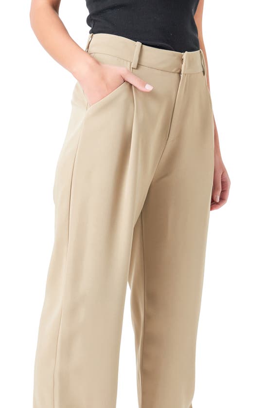 Shop Grey Lab High Waist Wide Leg Pants In Khaki