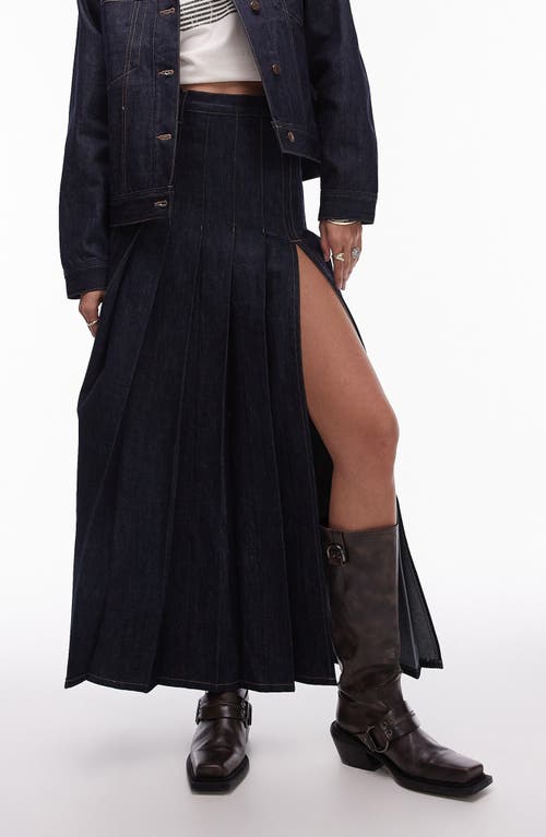 TOPSHOP TOPSHOP PLEATED DENIM MAXI SKIRT