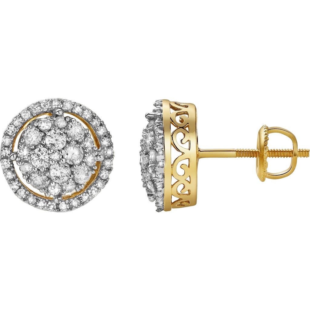 Luvmyjewelry Zeledine 10k Yellow Gold Cluster Diamond Unisex Earrings In 10k Yellow Gold