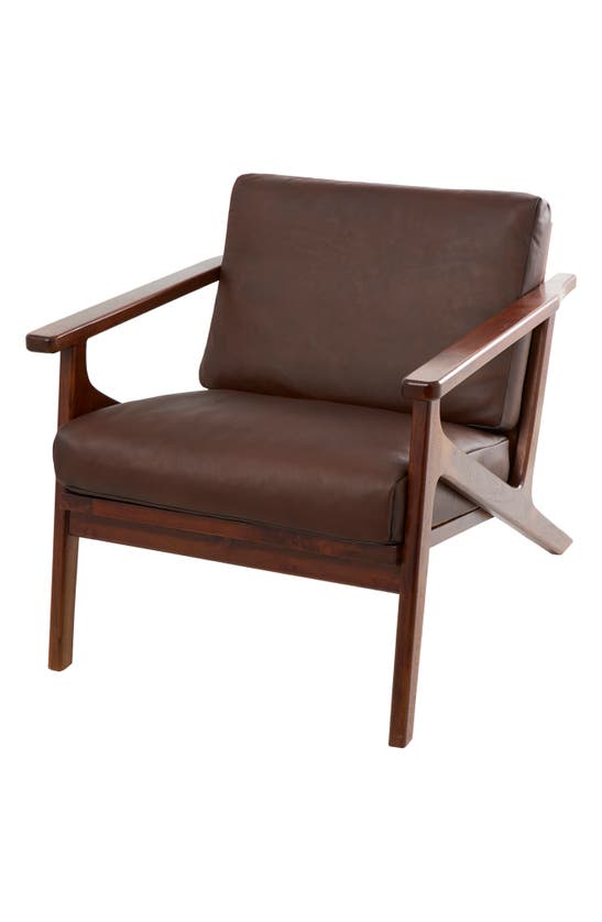 Willow Row Leather Accent Chair In Brown