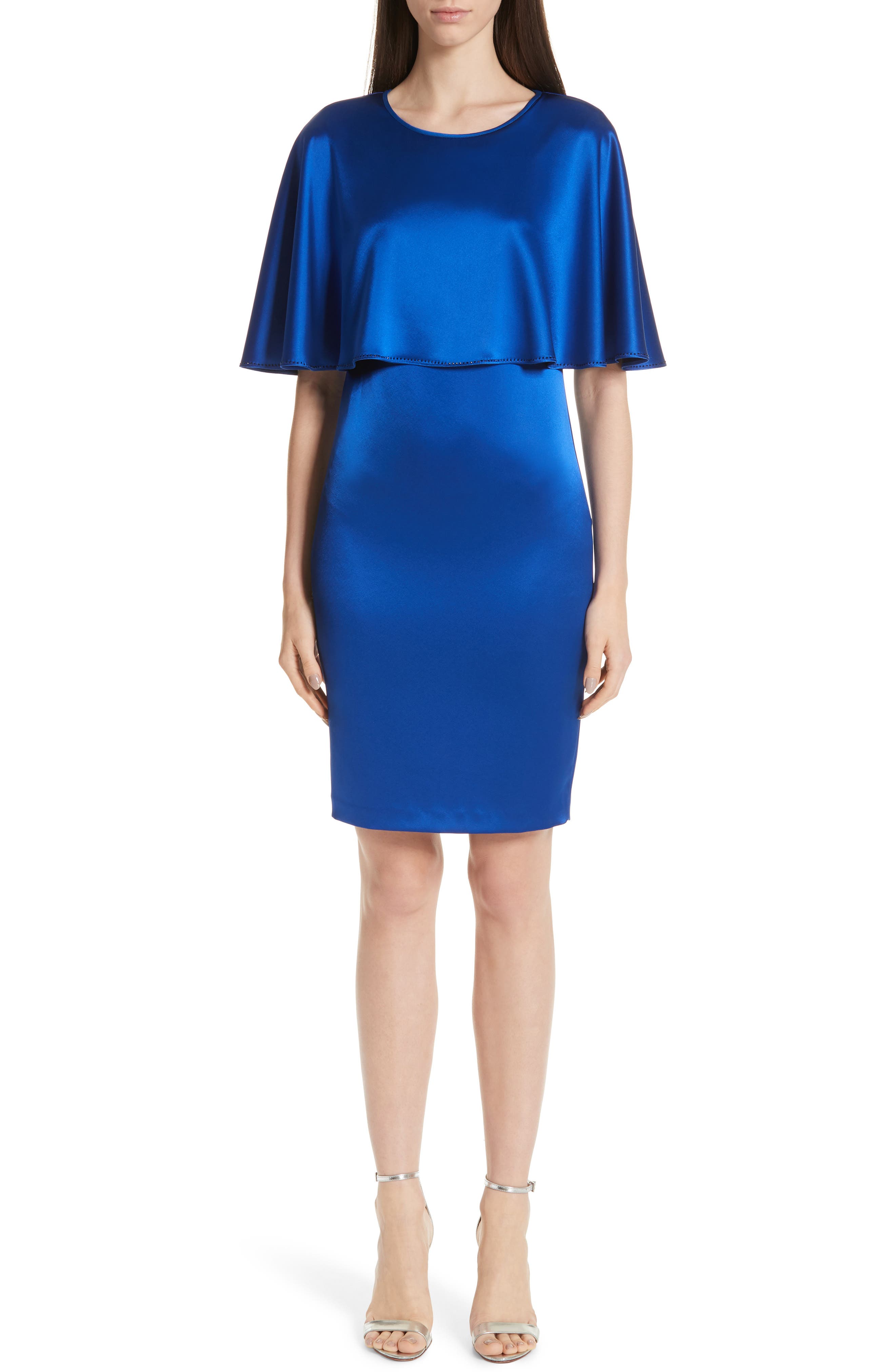 St. John Collection Lighweight Liquid Satin Dress, Blue