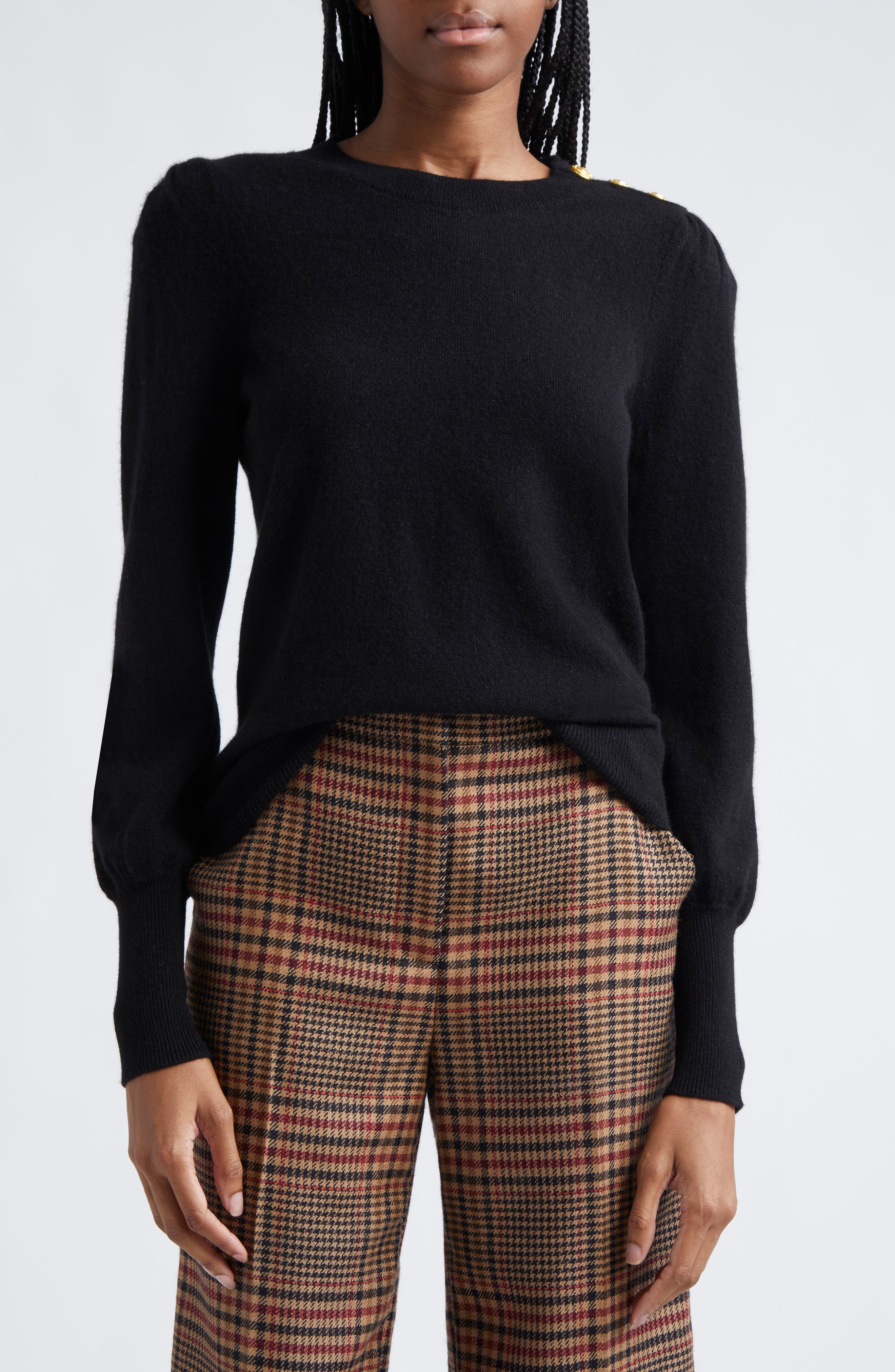 Veronica Beard Nelia Embellished Cashmere Sweater In Black