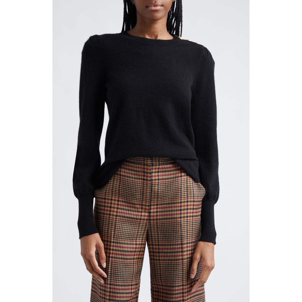 Veronica Beard Nelia Embellished Cashmere Sweater In Black