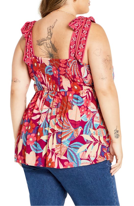 Shop City Chic Paradiso Print Tie Strap Peplum Tank In Paridiso