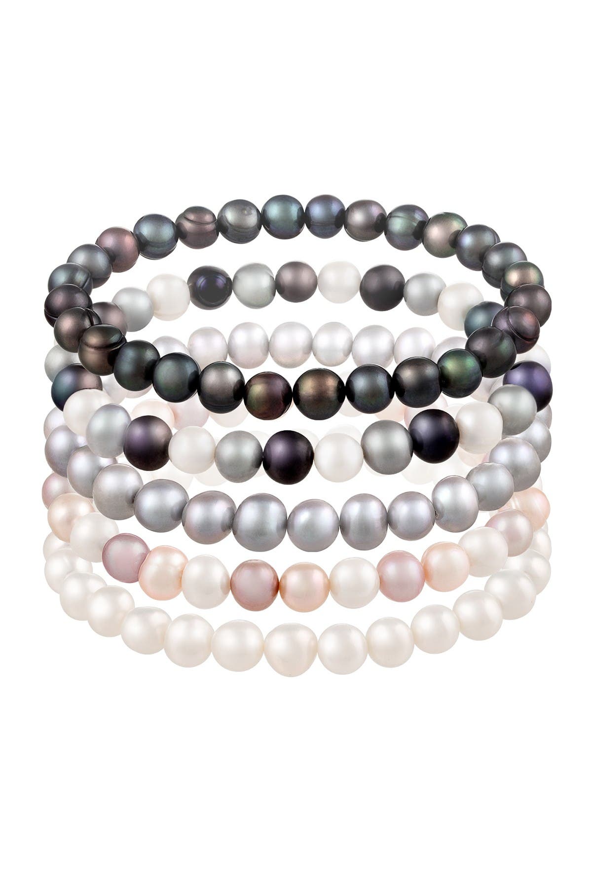 Splendid Pearls 6-7mm Multicolor Freshwater Pearl Stretch Bracelet Set