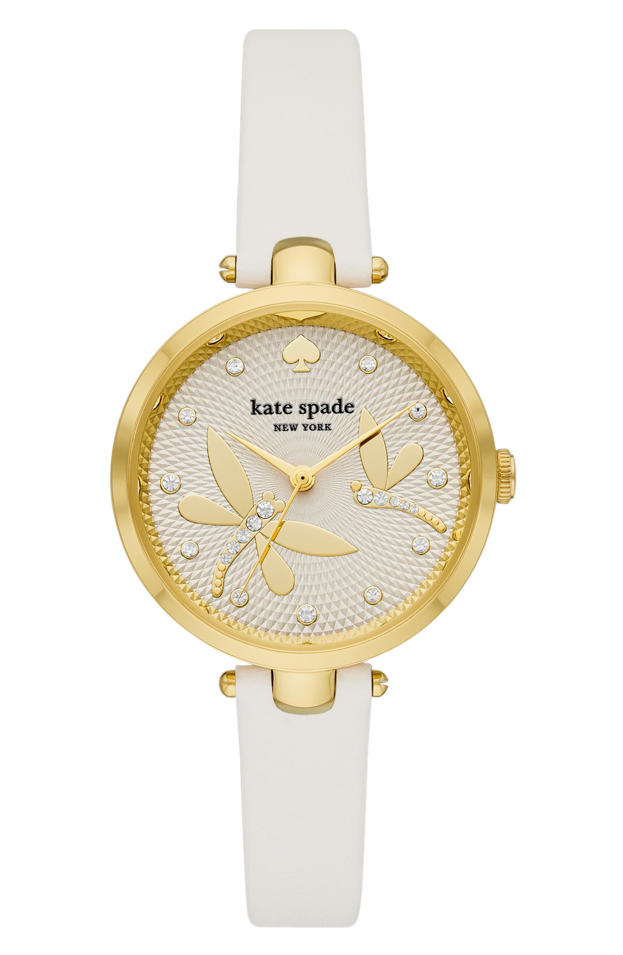 kate spade new york holland dragonfly leather strap watch, 34mm Nordstrom